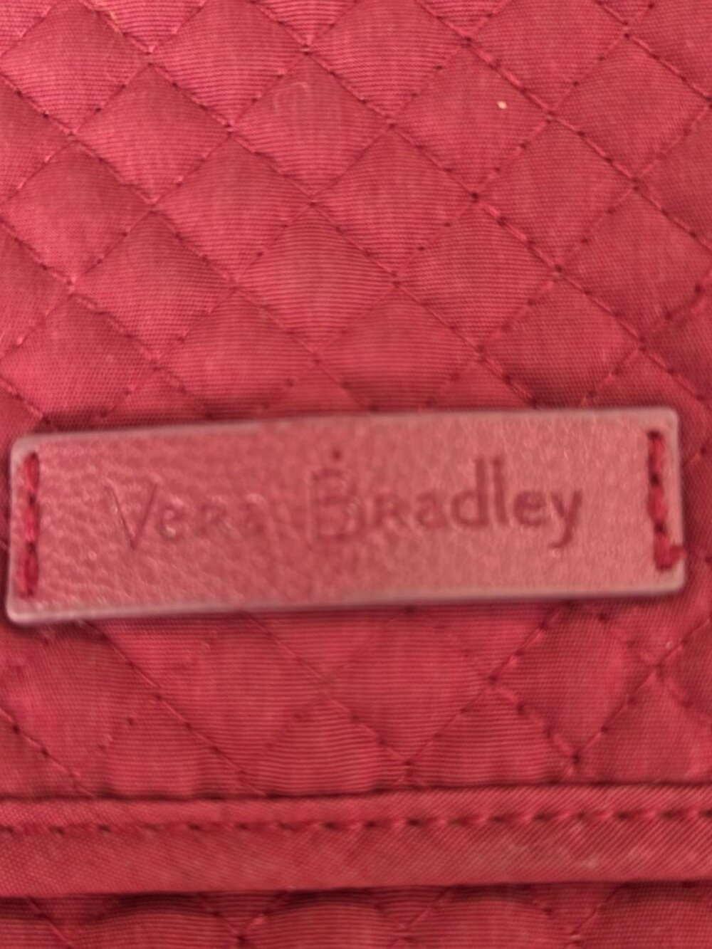 Vera Bradley Quilted Crossbody Organizer Bag Burgundy Plum Floral Interior - Picture 7 of 13